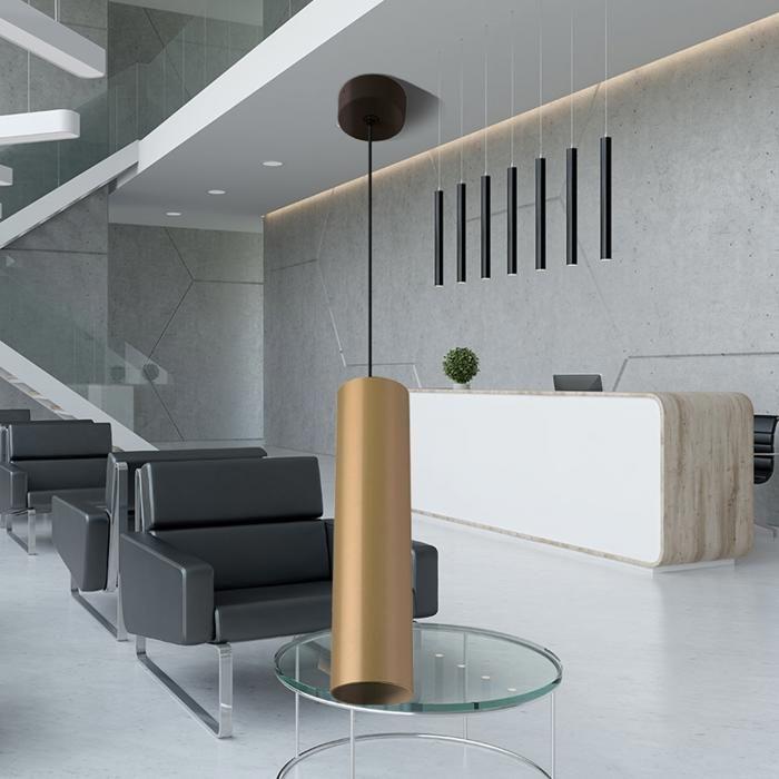 Lot de 3 suspensions tube BETA doré GU10 câble 1.45m