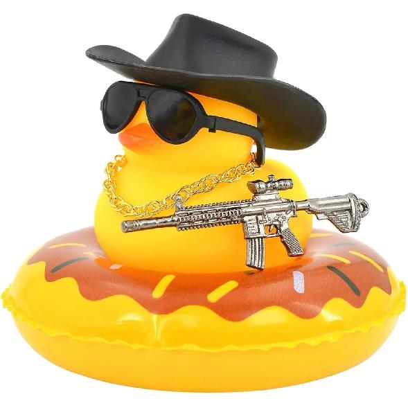 Утка для автомобиля, желтая утка, украшения для приборной панели автомобиля, набор с солнцезащитными очками, кольцо для плавания, детские игрушки для ванной, украшение для дома в виде утки
