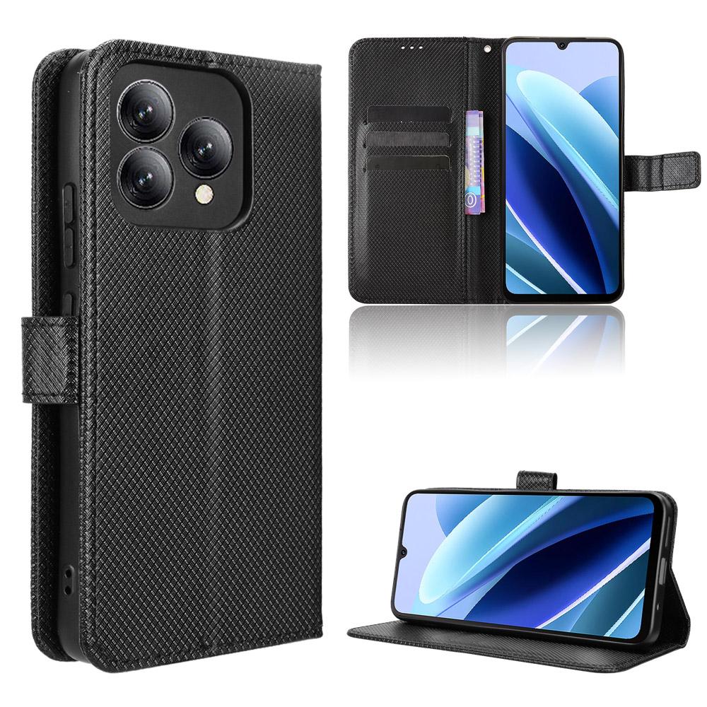 Для Cubot A40 Кожаный чехол-кошелек с ремешком Текстура бриллианта Чехол для телефона