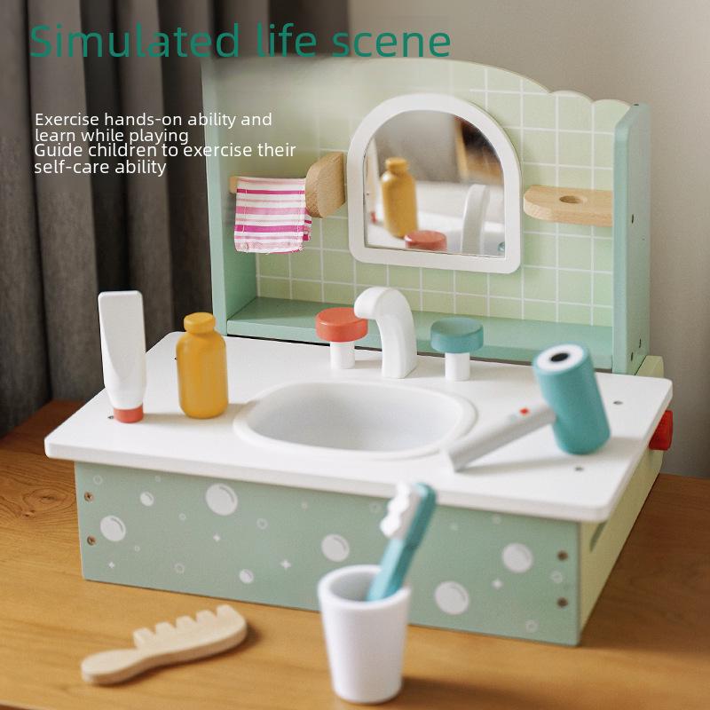 Wooden Playset: Children's Interactive Parent-Child Dressing Table Toy for Girls