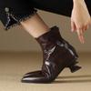 Осень Зима Винтажные Женские Ботильоны с Острым Носком, Лаконичная Обувь на Странном Каблуке, Уличный Стиль, Вечеринка, Стройные Короткие Ботильоны