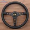 Universal JDM 350mm 14Inch Prototipo Black Edition Suede Leather Racing Sport Steering Wheel Auto Accessories