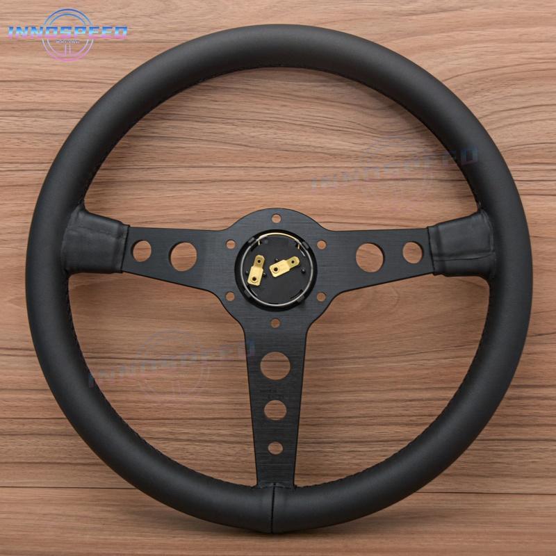 Universal JDM 350mm 14Inch Prototipo Black Edition Suede Leather Racing Sport Steering Wheel Auto Accessories