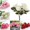 1 Bouquet/12 Heads Artificial Roses Silk Flower Home Party Bridal Bouquet Decor