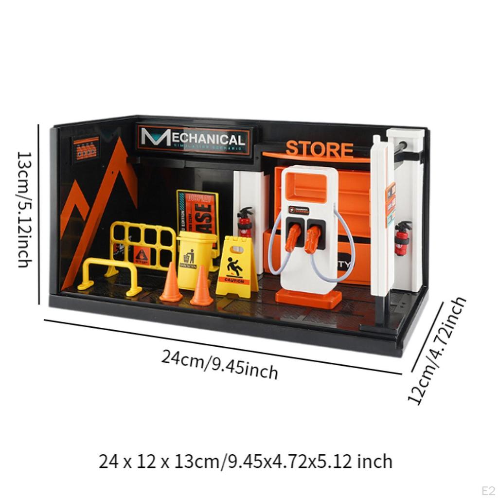 1/24 Диорама Модель гаража для автомобиля, Мастерская Сцена Модель для микроландшафта, Песочный стол,