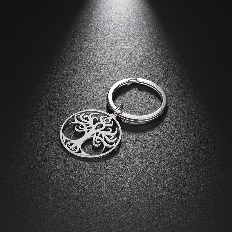 Брелок для ключей «Дерево жизни», брелок из цинкового сплава, металлический брелок, подарок на Рождество и день рождения, серебро