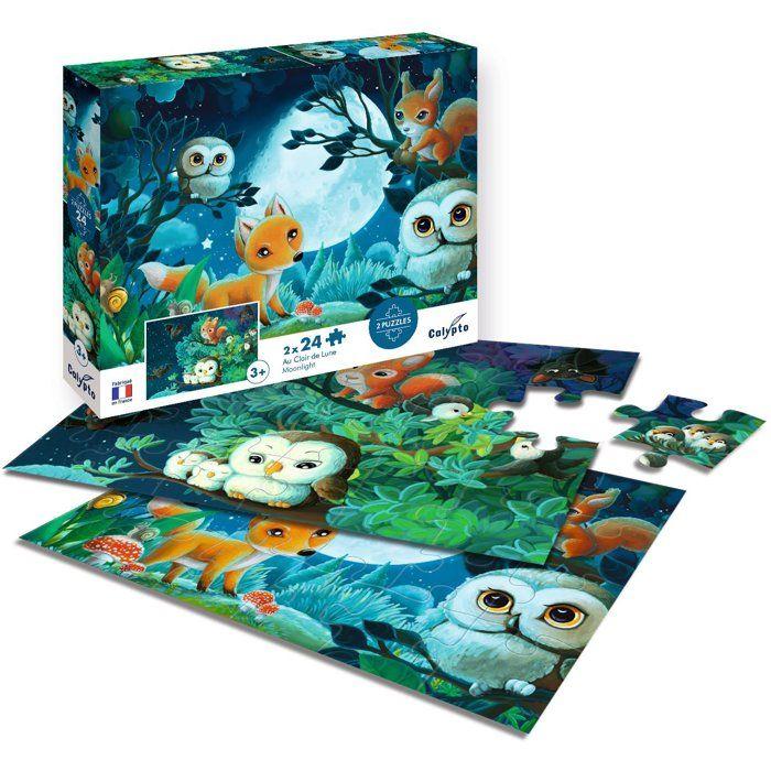 2 Puzzles - SENTOSPHERE - 24 pieces - Au clair de Lune - Observation - Mémoire - Logique - Des 3 ans
