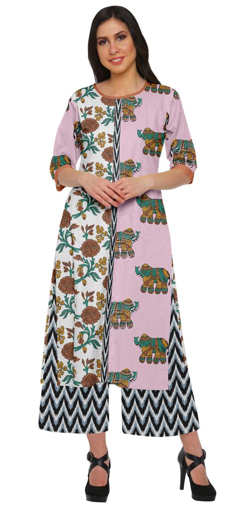 Moomaya Printed Indian Palazzo Set Viscose Santoon Women Ethnic Wear Plus