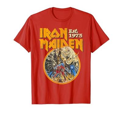 Vintage Красная футболка Iron Maiden с изображением Зверя в круге