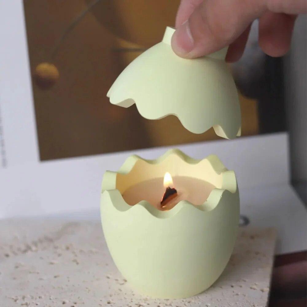 Egg Silicone Mold for Scented Candle Jar with Lid Gypsum Resin Epoxy Mould DIY Handmade Jewelry Storage Box Concrete Cement Mold