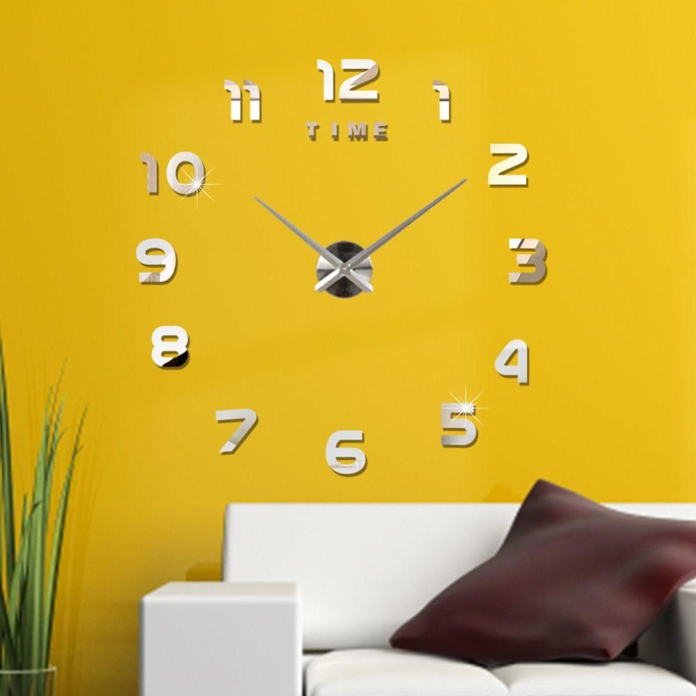 3D Living Room Home Decor Easy Use DIY Frameless Design Mirror Stickers Wall Sticker Clock Decal