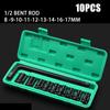 Набор из 10 ударных головок,(8-17mm) Головки размером 1/2 дюйма, глубокие головки с шестигранной конструкцией, набор ударных головок для ударного гайковерта 1/2 дюйма
