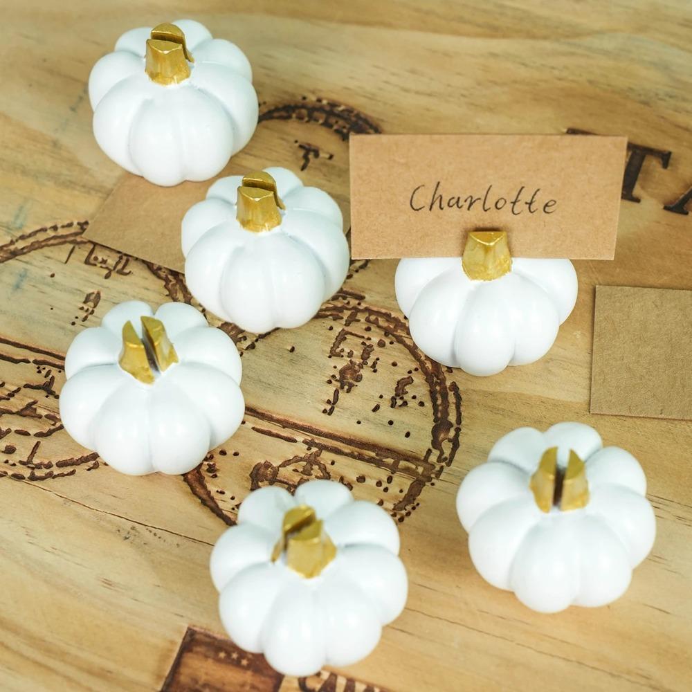 4pcs Elegant Pumpkin Card Holders Fall Themed Memo Clip Holder Table Number Stand  Dinner Party