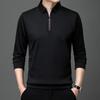 Мужская однотонная рубашка-поло с лацканами, рубашка-поло с длинными рукавами, воротник на молнии, модная тонкая рубашка на весну и осень, повседневные свободные топы