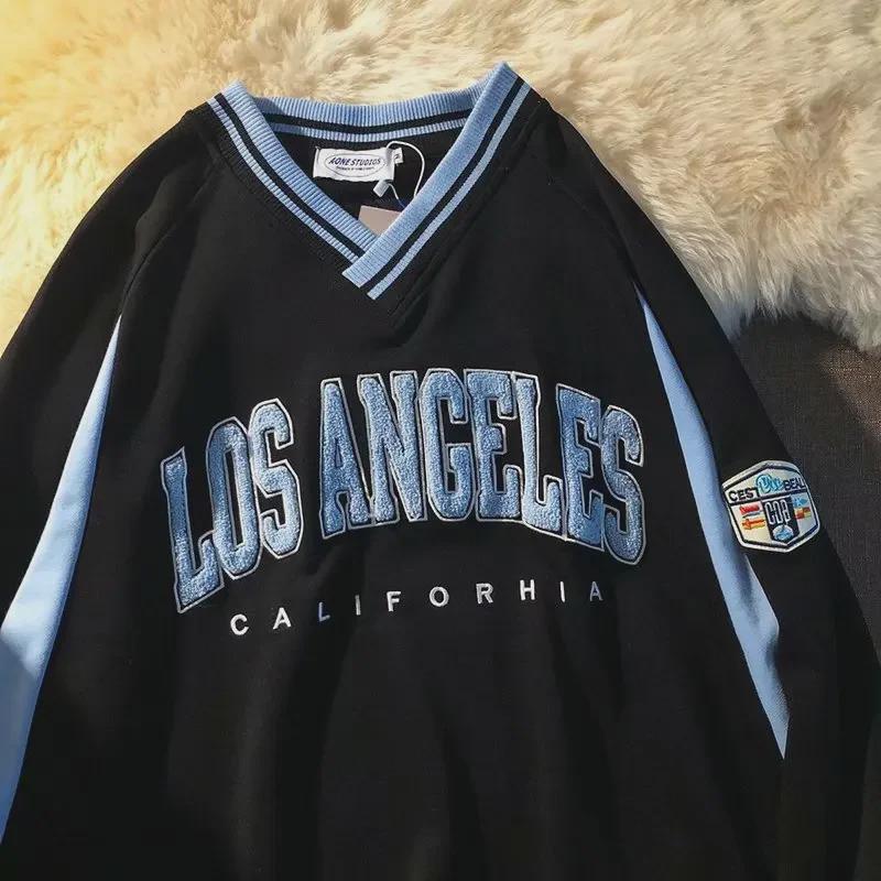 Унисекс Американский Ретро Вышитый Свитшот: Модная повседневная куртка свободного кроя для весны и осени.