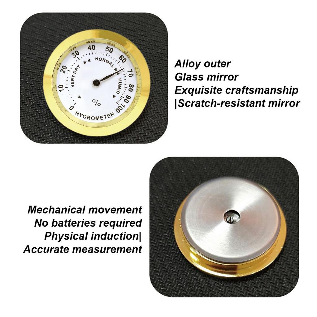 Analog Hygrometer Humidity Meter High Precision Round Sensor  Humidity Monitor for Humidor Cabinet Guitar Case, Cigar Care