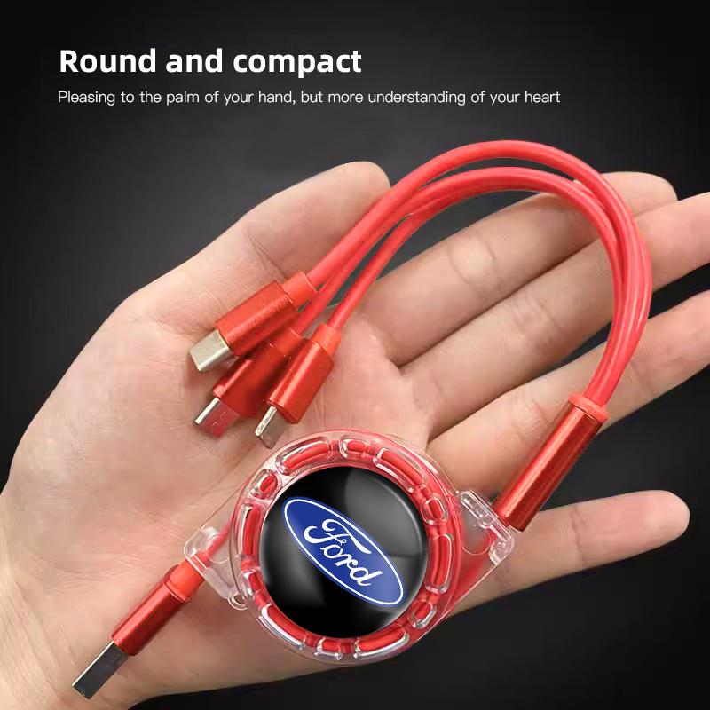 3 In 1 Micro USB Type C Charging Cable Multi Charger For Ford S MAX Ranger Focus Fiesta Mondeo Kuga Mustang Escort KA Ecosport KL1