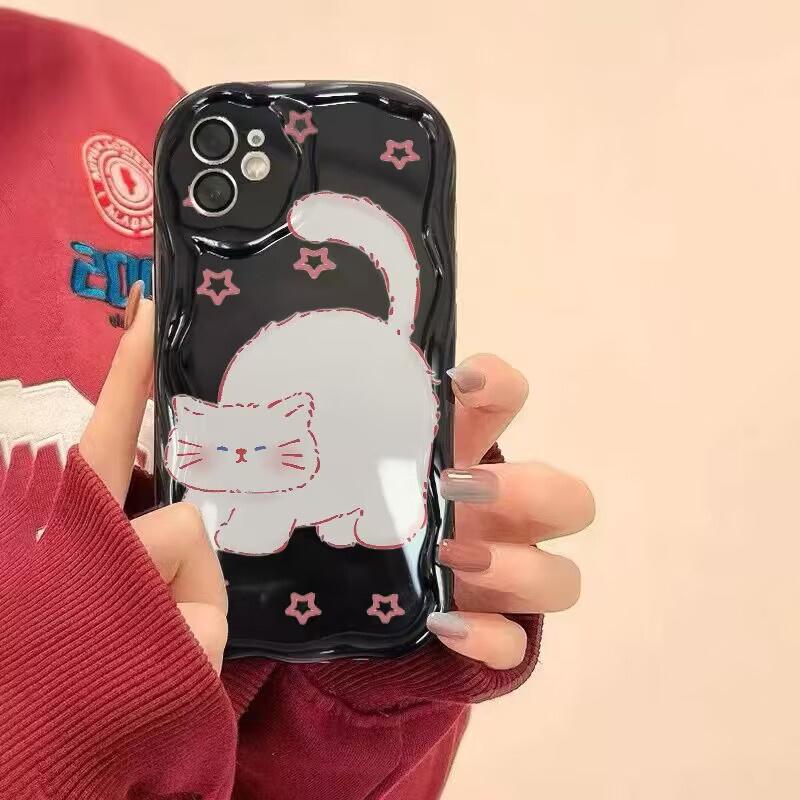 Чехол для iPhone 17Air 16E 17 16 Pro Max 15 Plus 11 PRO Max Милые Сладкие Животные Собака Кошка Волна Боковая Мультяшный Мягкий Силиконовый Чехол