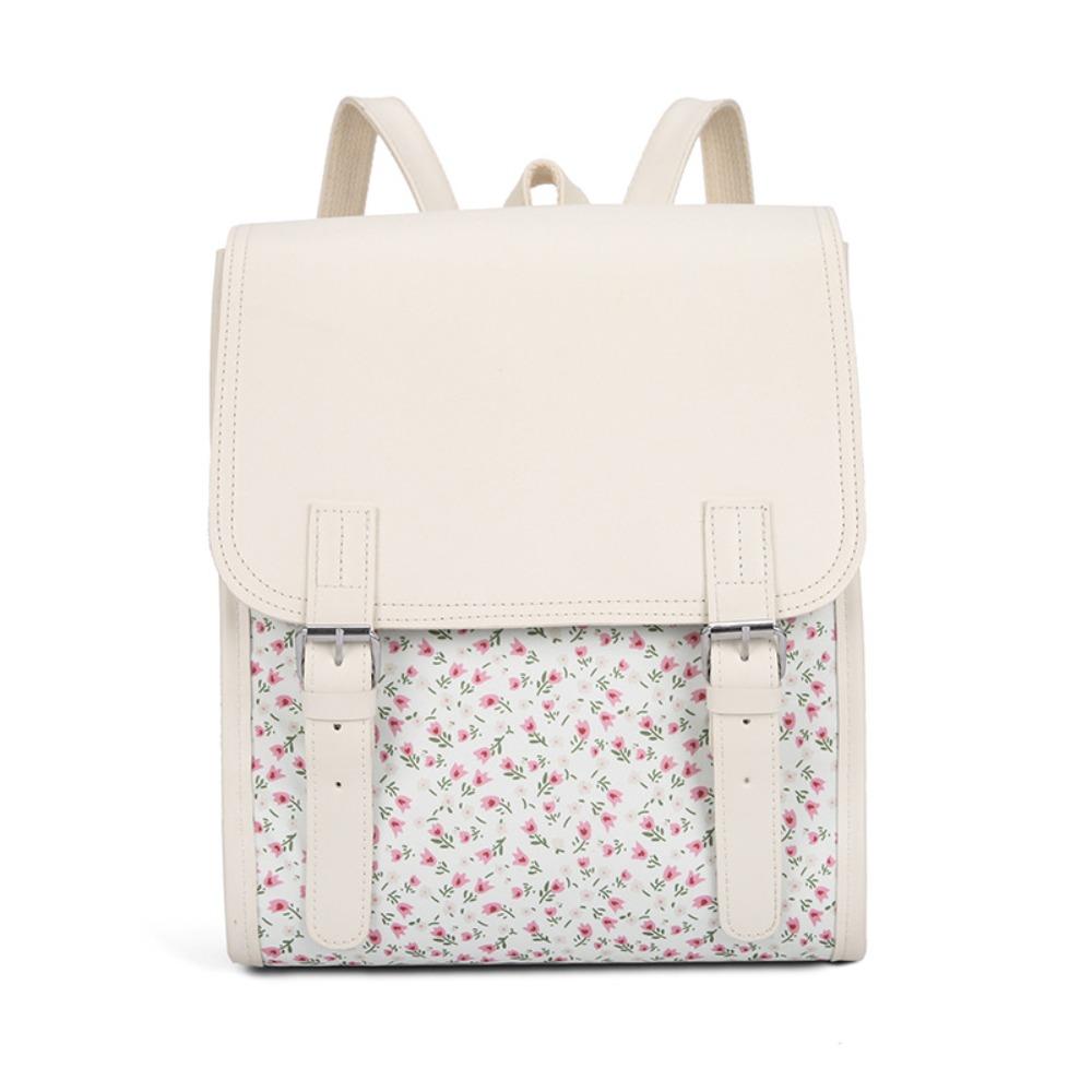 Вместительный школьный портфель из ПУ кожи с откидным клапаном, эстетичный рюкзак с цветами для девочки
