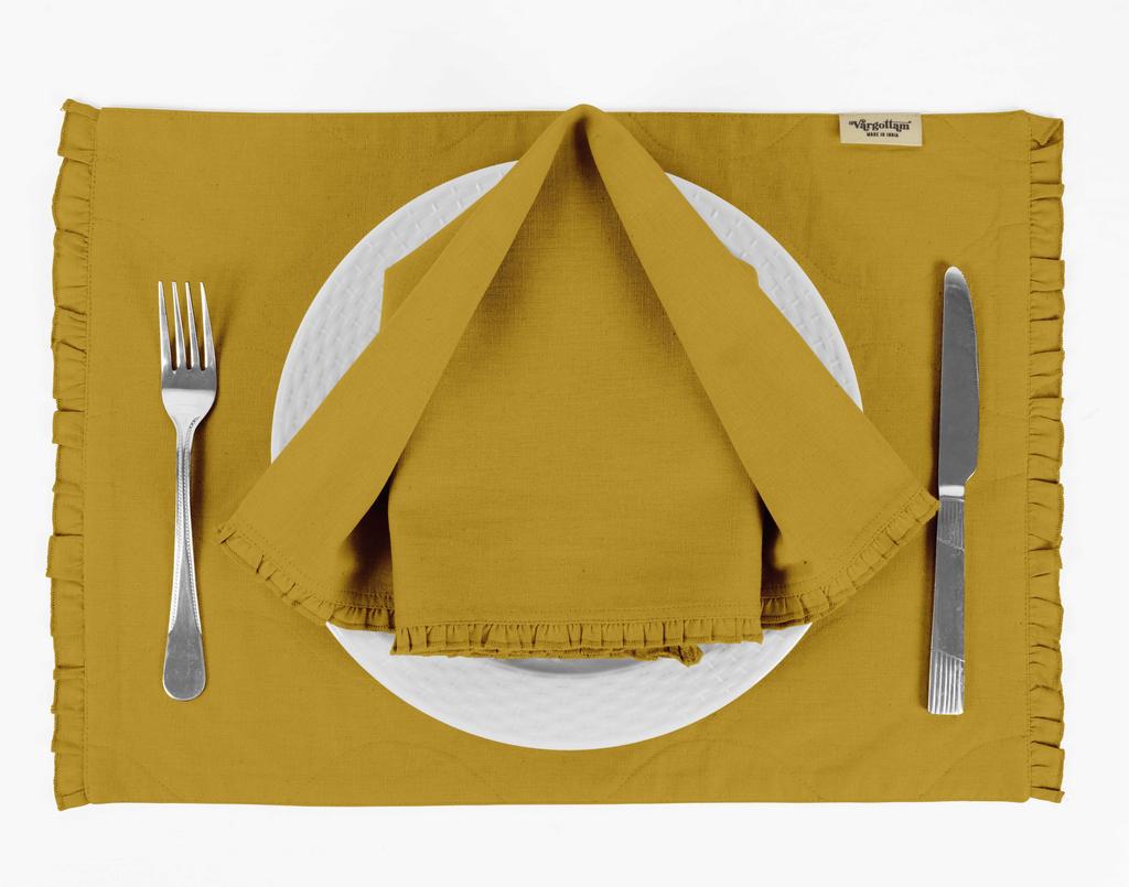 Vargottam Черный сплошной домашний декор повседневные моющиеся салфетки с оборками для обеденного стола - упаковка