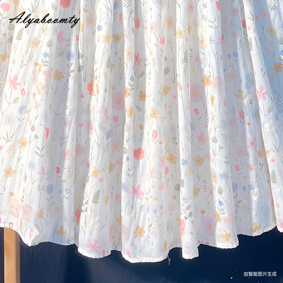 Японская юбка Mori Girl весна-лето для женщин миди с эластичной талией, цветная цветочная милая юбка, элегантная женственная женская красивая юбка