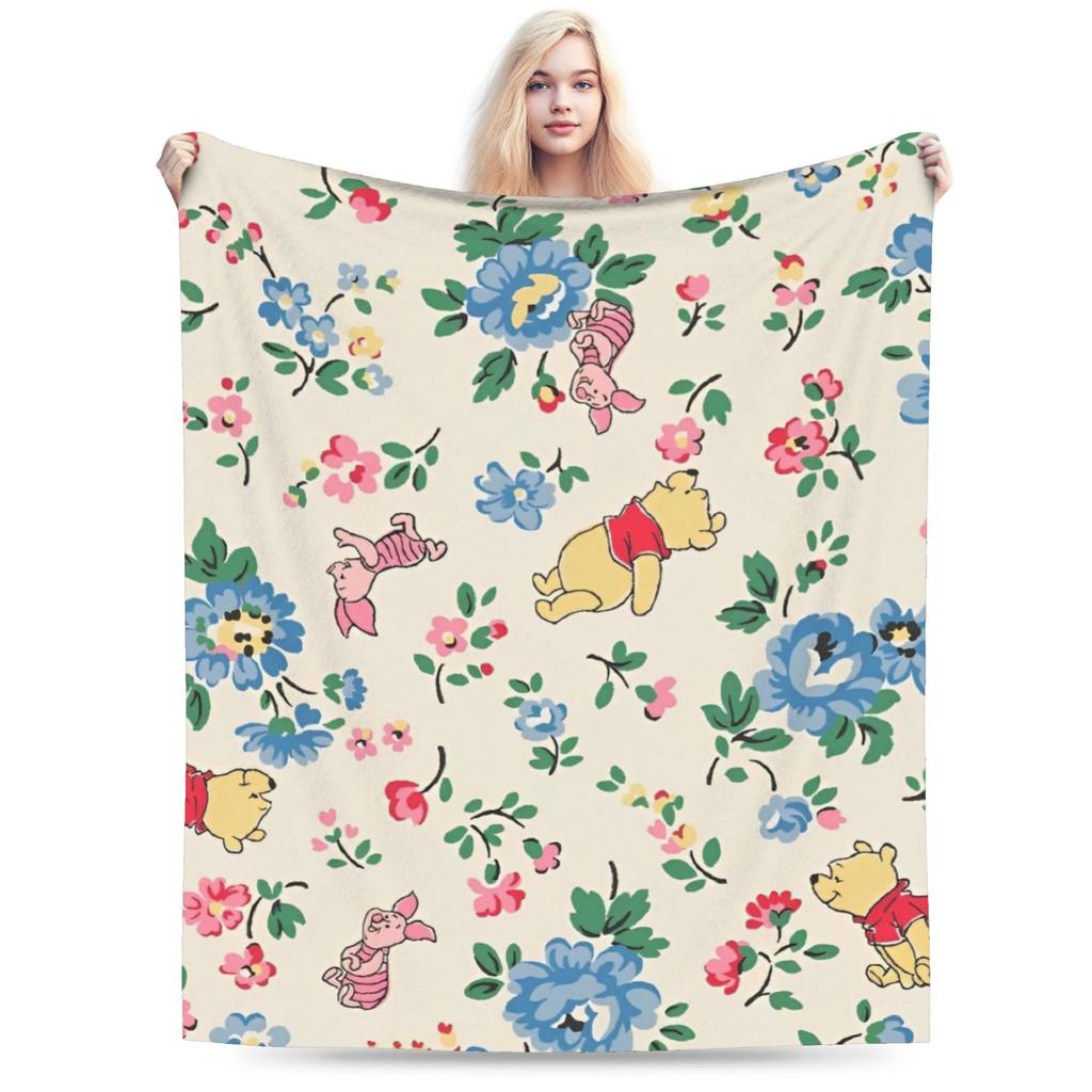 Pooh and Friends Blankets Flannel Summer Air Conditioning Winnie The Pooh Breathable Soft Throw Blankets Sofa Travel Rug Piece