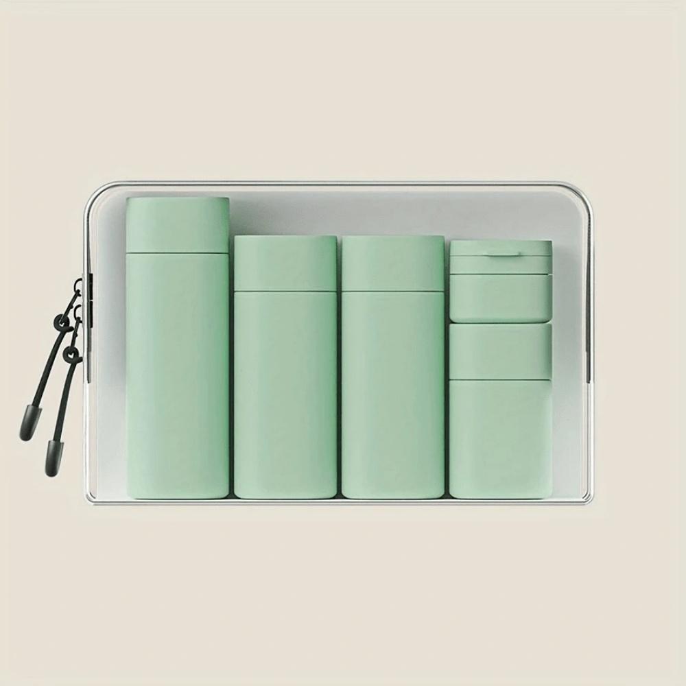 Набор из 5 флаконов-дозаторов для крема для путешествий, дорожные флаконы, набор контейнеров для туалетных принадлежностей, одобрено TSA, предметы первой необходимости для путешествий