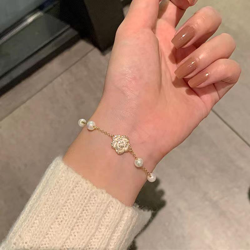 Элегантный браслет из жемчуга и камелии для женщин и девушек, цепочка, ювелирные изделия для вечеринки, подарок