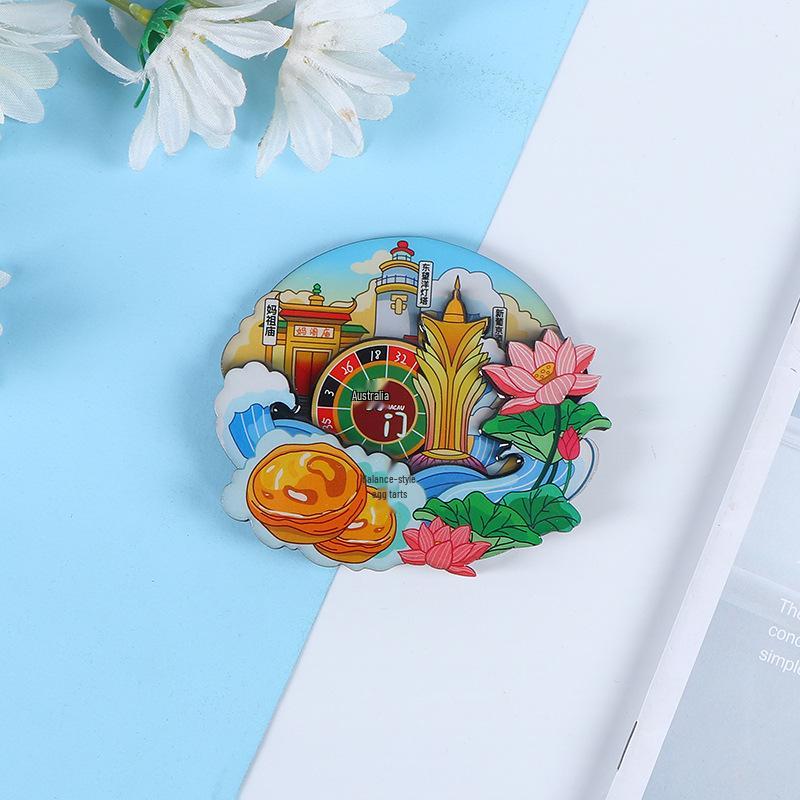 Национальный город Живописный Мультяшный Деревянный Эпоксидный Магнит на Холодильник