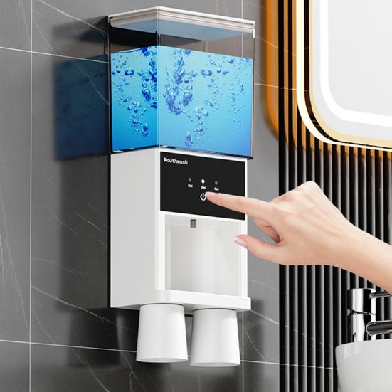 Диспенсер для ополаскивателя полости рта Yousheng для ванной комнаты с 3 регулируемыми уровнями дозирования, большой емкостью, простой установкой, автоматический диспенсер для ополаскивателя полости рта
