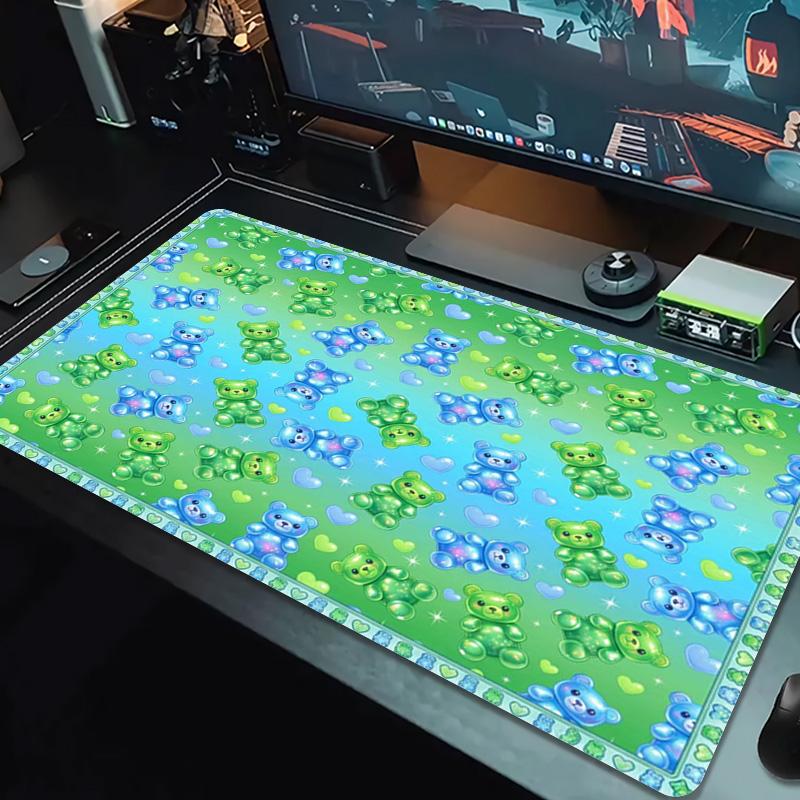 Rainbow Gummy Bear Color Mouse Pad Large Gaming Table Cushion Non-slip Laptop Tablet Big Mousepad XXL Mat Mini PC Playmat With Lock edge