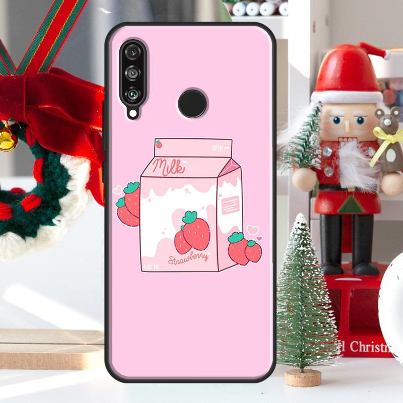 Kawaii Strawberry Milk For Huawei Nova 7i 8i 11i 12i 12s Y73 Y70 Y90 Y60 Y72 Y61 Y91 9 10 SE P30 Pro P40 Lite Case