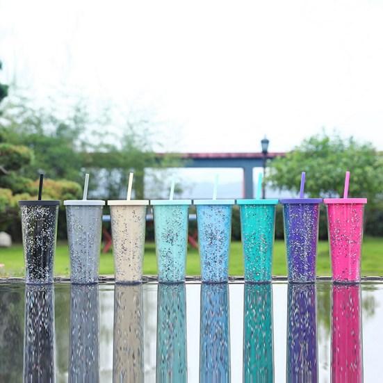 Iced Coffee Cup with Straw Water-filling Nice-looking Practical Juice Water Coffee Mug Bottle Office Supplies