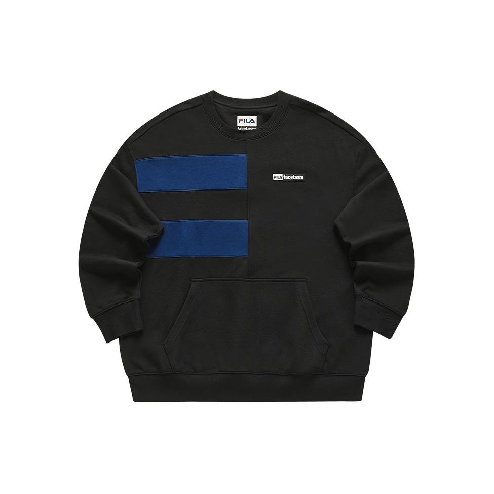 Fila Fusion X FACETASM Совместная сшитая свитшот-пуловер с круглым вырезом Мужская толстовка Черный T11M417203F-BK