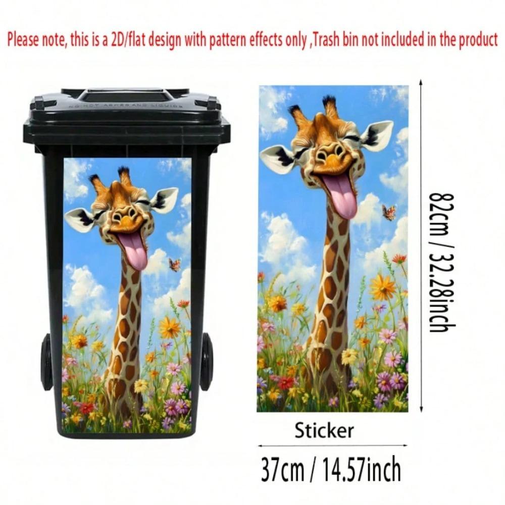 2D Garbage Pail Stickers Self Adhesive Dustbin Poster Funny Trash Can Decal Outdoor Patio Decor