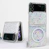 Magnetic Phone Case For Samsung Galaxy Z Flip 4 Case Z Flip 3 5g Wireless Charging Cover Glitter Transparent Hard Magnet Case