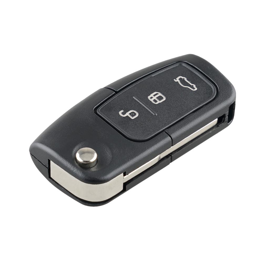 Fob Buttons Car Key 3 Case Shell Replacement Flip Folding Cover With Hu101 Blade Fit For Ford Focus