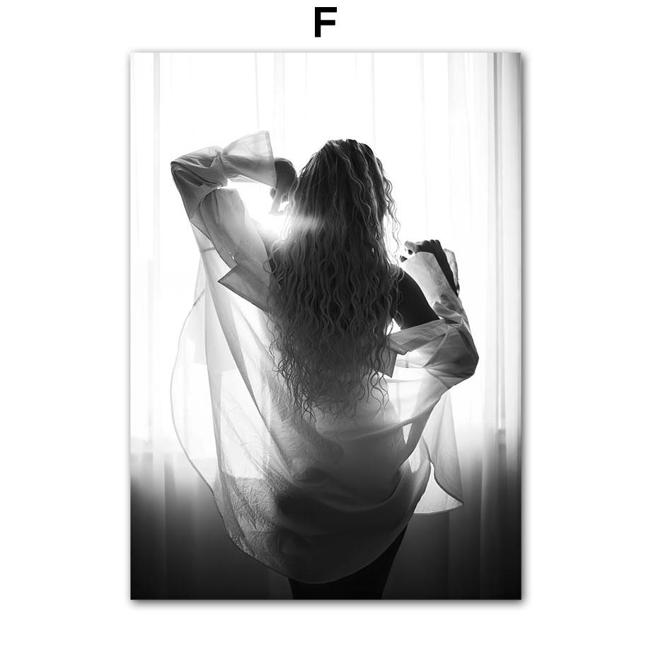 Парижская башня Модная девушка Звезда Собака Черно-белые фотографии Постеры Настенное искусство Холст Принты Картина для гостиной Домашний декор