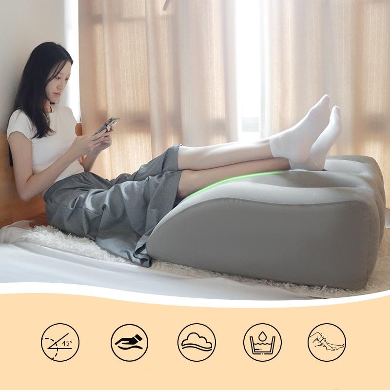 Inflatable Trapezoidal Leg Pillow Flocked Foot Pillow Inflatable Leg Cushion Knee Relaxation Leisure Inflatable Cushion