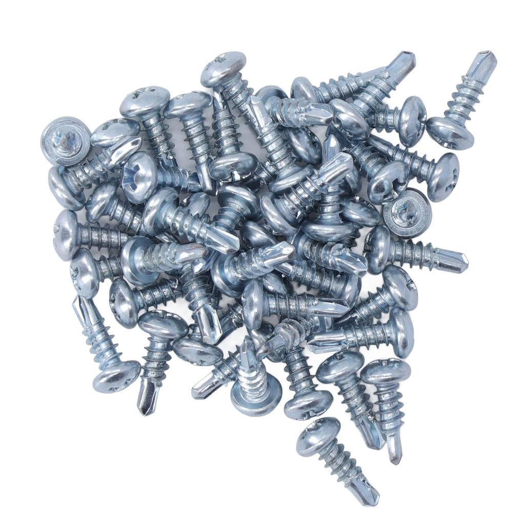 50PCS Round Head Drill Screw Set Carbon Steel Galvanized Self Drilling Screws 4.2x13mm Cross