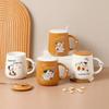 Творческая мультяшная керамическая кружка-ложка с крышкой, милая коровья чашка, кофейные кружки, красивые чайные кружки, чашки для кофе и чая, посуда для напитков