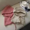 Drawstring Knitted Beanie Cap Warm Snood Collar Hood Comfortable Scarf Balaclava Hats  Student