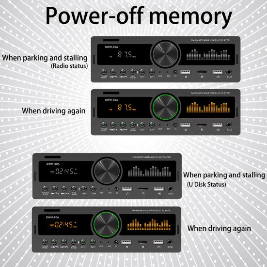 SWM-80B Практичный автомобильный стереоплеер Bluetooth-совместимый 4.0 Многофункциональный аудиозапись