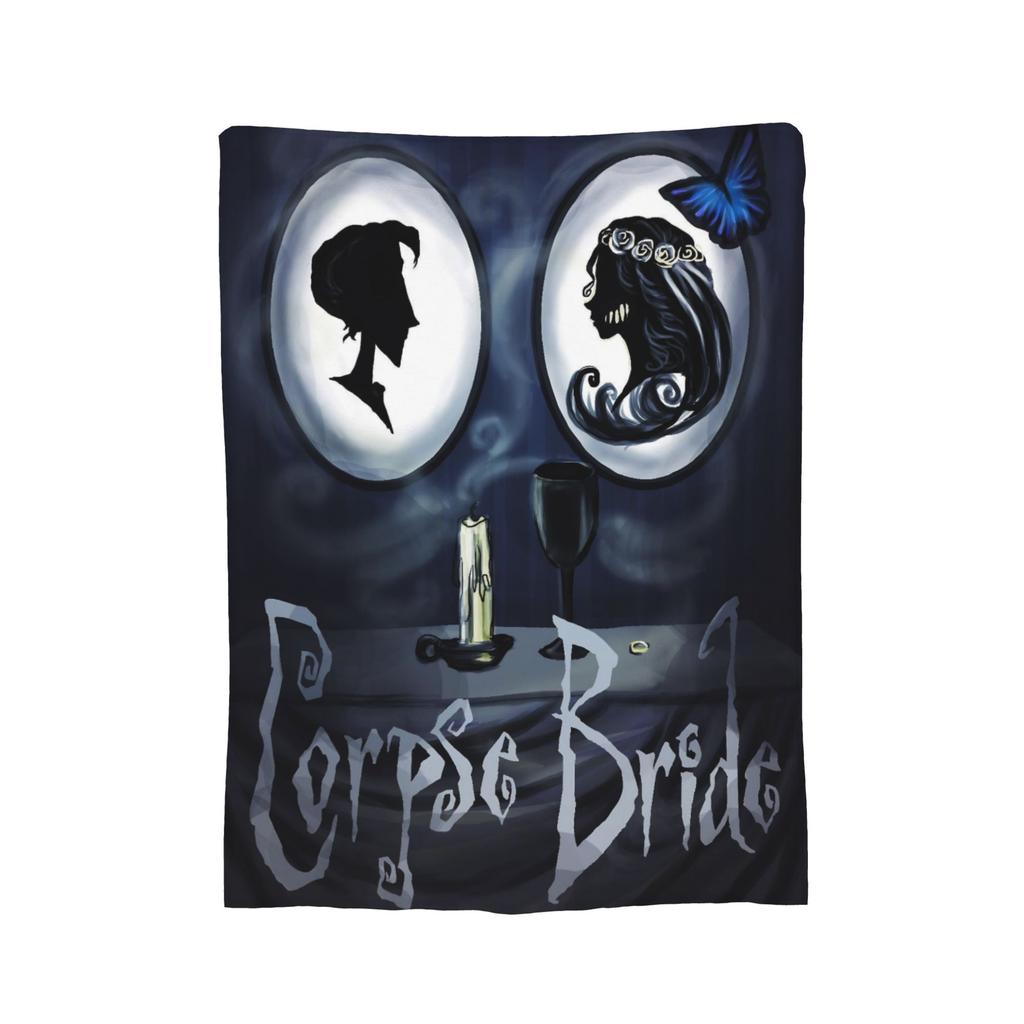 Corpse Bride Emily And Victor Blanket Flannel Print Portable Soft Throw Blankets for Sofa Bedroom Bedspread