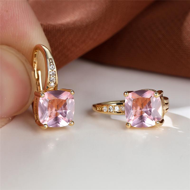 Серьги-кольца Mystic Rainbow Princess с огранкой камня для женщин, винтажные серьги золотого цвета для вечеринки и свадьбы