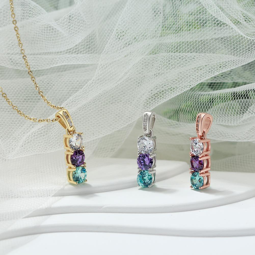 Jewelry S925 Sterling Silver Necklace Colorful Zircon
