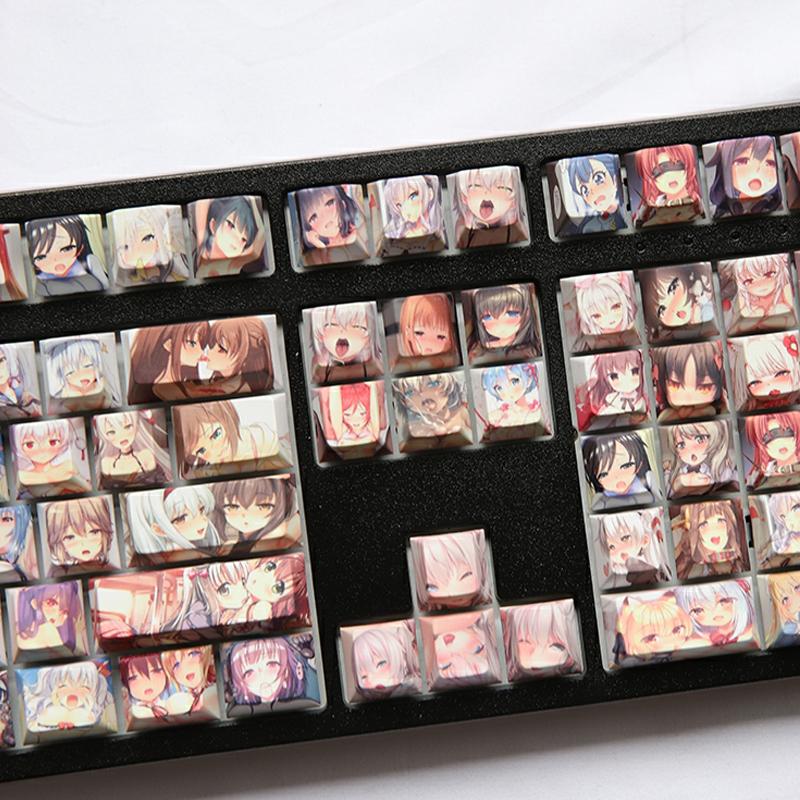 108 ключей/набор, индивидуальный OEM-профиль, непрозрачные колпачки для ключей с аниме-темами, PBT, сублимационные колпачки для ключей для механической клавиатуры