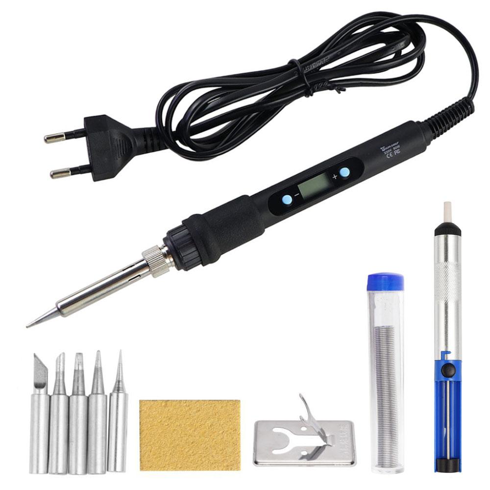 80W 220V/110V LCD Digital Display Temperature Adjustable Electric Soldering Iron Tip Tin Repair Tool