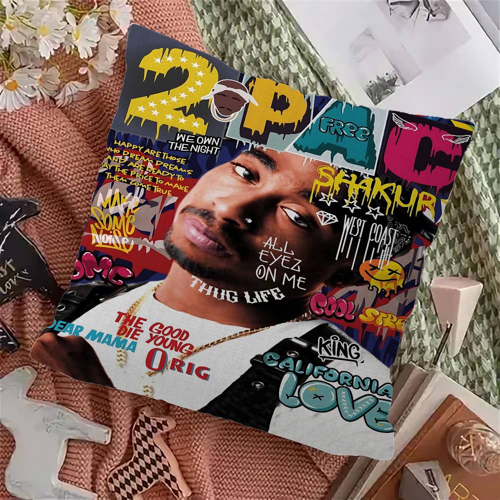 Подушка с изображением рэпера 2Pac T-Tupac Подарок Декор для дома и офиса Спальня Диван Автомобильная Подушка Чехол 45X45