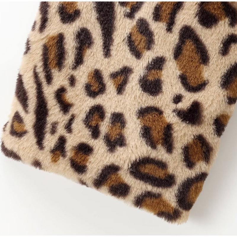 Свободные леопардовые принты искусственный мех пальто женские винтажные лацканы меховые карманы утолщенные осень зима мода леди пальто